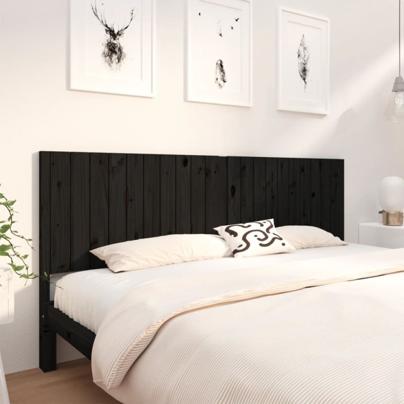 Testiera per Letto Nera 205,5x4x100cm in Legno Massello di Pino Testiera per Letto Nera 205,5x4x100cm in Legno Massello di Pino