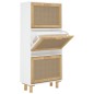 Scarpiera Bianca52x25x115cm Legno Multistrato e Rattan Naturale Scarpiera Bianca52x25x115cm Legno Multistrato e Rattan Naturale
