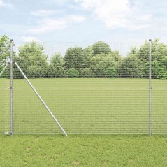vidaXL Recinzione in Rete Saldata con 7 Paletti 1,5x10 m Acciaio Zincato