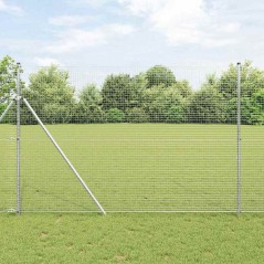 vidaXL Recinzione in filo saldato con 7 pali 1.6x10 m Acciaio zincato