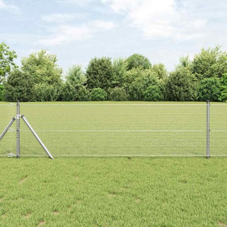 vidaXL Recinzione in Rete Saldata con 13 Pali 0.6x25 m Acciaio Zincato