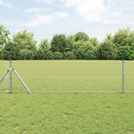 vidaXL Recinto in Rete Saldata con 13 Pali 0.8x25 m Acciaio Galvanizzato