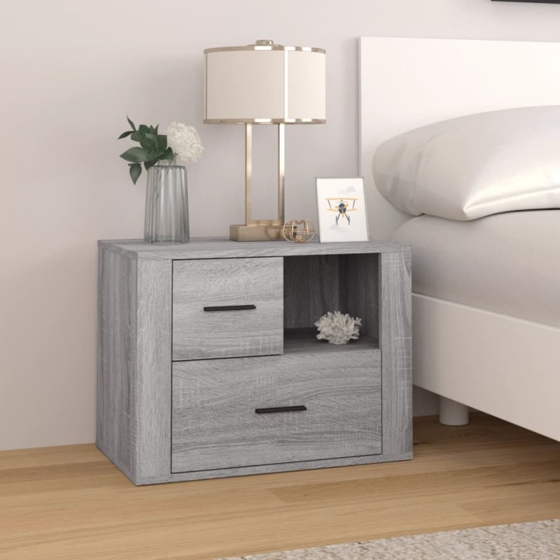 Comodino Grigio Sonoma 60x36x45 cm in Legno Multistrato Comodino Grigio Sonoma 60x36x45 cm in Legno Multistrato