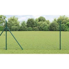 vidaXL Set di Pali da Recinzione Set di 2 Verde Rete metallica 10 x 1 m