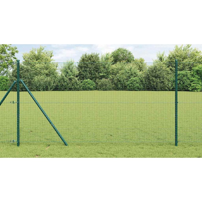 vidaXL Set di Pali da Recinzione Set di 2 Verde Rete metallica 10 x 1 m vidaXL Set di Pali da Recinzione Set di 2 Verde Rete metallica 10 x 1 m