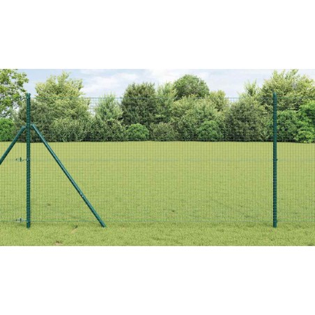 vidaXL Set di Pali da Recinzione Set di 2 Verde Rete metallica 10 x 1 m