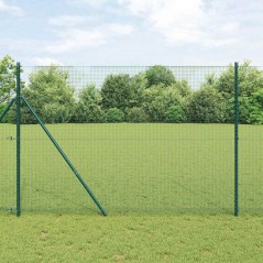 vidaXL Recinzione in Fil di Ferro Saldato con 7 Pali Verde 1.6x10 m Acciaio