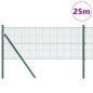vidaXL Recinzione in Rete Saldato con 13 Pali Verde 0.6x25 m Acciaio