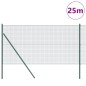 vidaXL Recinzione in Filo Saldato con 13 Pali Verde 1.4x25 m Acciaio