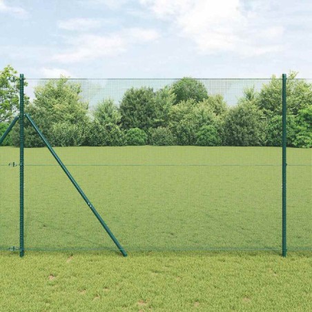 vidaXL Recinzione in Rete Saldato con 13 Paletti Verde 1.5x25 m Acciaio