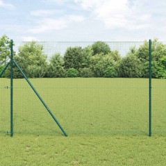 vidaXL Recinzione in Filo Saldato con 13 Pali Verde 1.6x25 m Acciaio