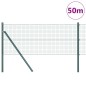 vidaXL Recinzione in Rete Saldata con 13 Pali Verde 0.4x50 m Acciaio