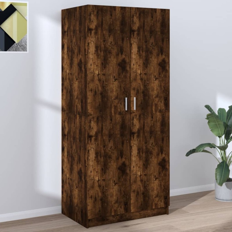 Armadio Rovere Fumo 80x52x180 cm in Legno Multistrato Armadio Rovere Fumo 80x52x180 cm in Legno Multistrato