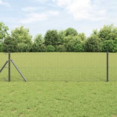 vidaXL Recinzione in Filo Saldato con 7 Pali Grigio 0.6x10 m Acciaio