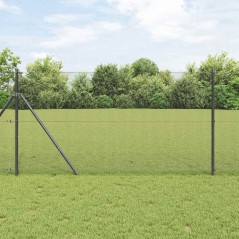 vidaXL Set di Pali per Recinzione Grigio Set di 2 Grigio Metallo