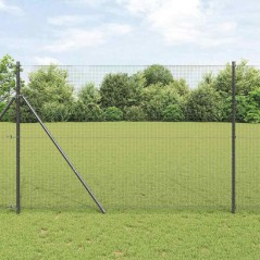 vidaXL Recinzione in rete saldata con 7 pali Grigio 1.5x10 m Acciaio
