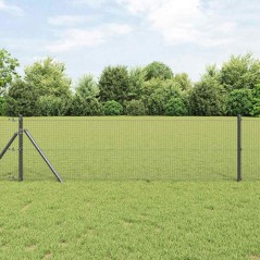 vidaXL Recinzione in Rete Saldato con 13 Pali Grigio 0.4x25 m Acciaio