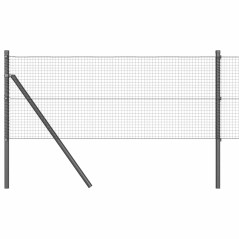 vidaXL Recinzione in Rete Saldato con 13 Pali Grigio 0.4x25 m Acciaio