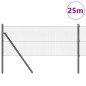 vidaXL Set di pali per recinzione Set di 2 Grigio Metallo 25 x 0.5 m