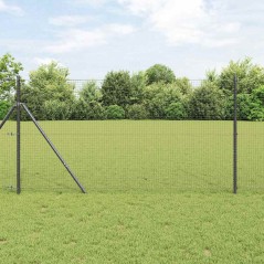 vidaXL Recinzione in rete saldata con 13 Pali Grigio 1x25 m in Acciaio