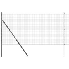 vidaXL Recinzione in filo saldato con 13 pali Grigio 1.4x25 m Acciaio