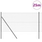 vidaXL Recinzione in filo saldato con 13 pali Grigio 1.4x25 m Acciaio