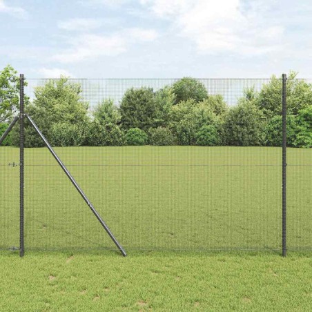 vidaXL Recinzione in rete saldata con 13 pali Grigio 1.6x25 m Acciaio