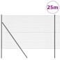 vidaXL Recinzione in rete saldata con 13 pali Grigio 1.6x25 m Acciaio
