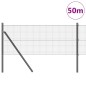 vidaXL Recinzione in Rete Saldato con 13 Pali Grigio 0.5x50 m Acciaio vidaXL Recinzione in Rete Saldato con 13 Pali Grigio 0.5x50 m Acciaio