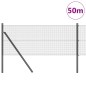 vidaXL Recinzione a Rete Saldata con 13 Pali Grigi 0.8x50 m Acciaio