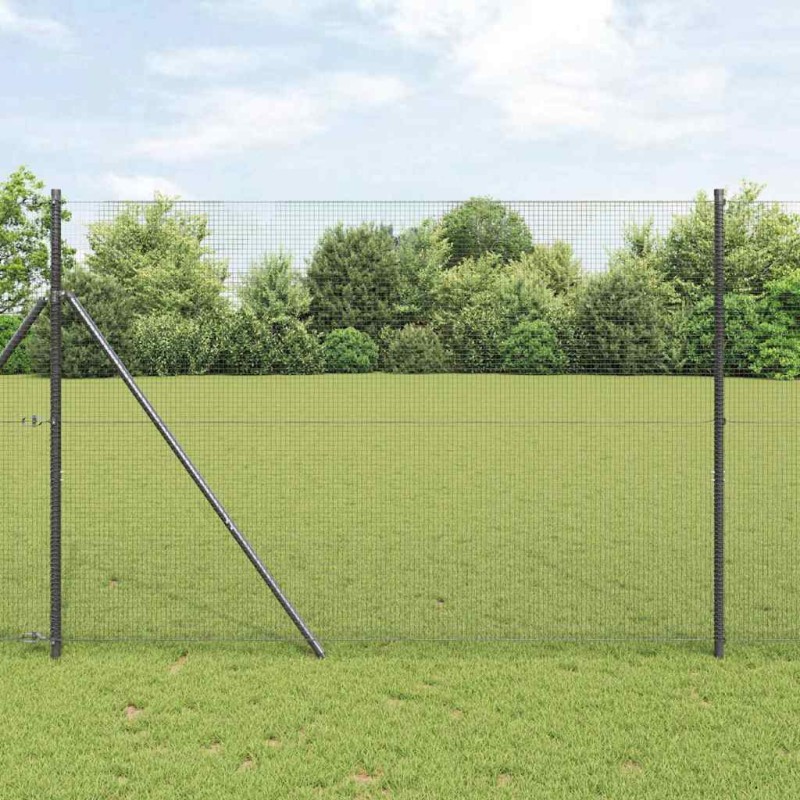 vidaXL Recinzione in Rete Saldato con 7 Pali Grigio 1.4x50 m Acciaio
