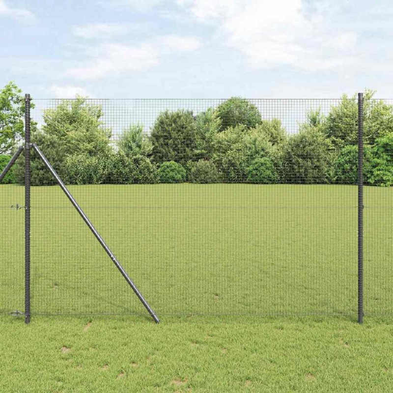 vidaXL Recinzione in rete saldata con 13 pali grigia 1.4x50 m in acciaio