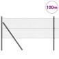 vidaXL Recinzione in rete saldata con 13 pali Grigio 0.5x100 m Acciaio