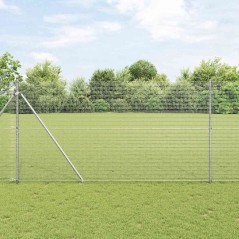 vidaXL Set di Pali di Recinzione 2 Pali Acciaio Zincato 10 x 1.5 m