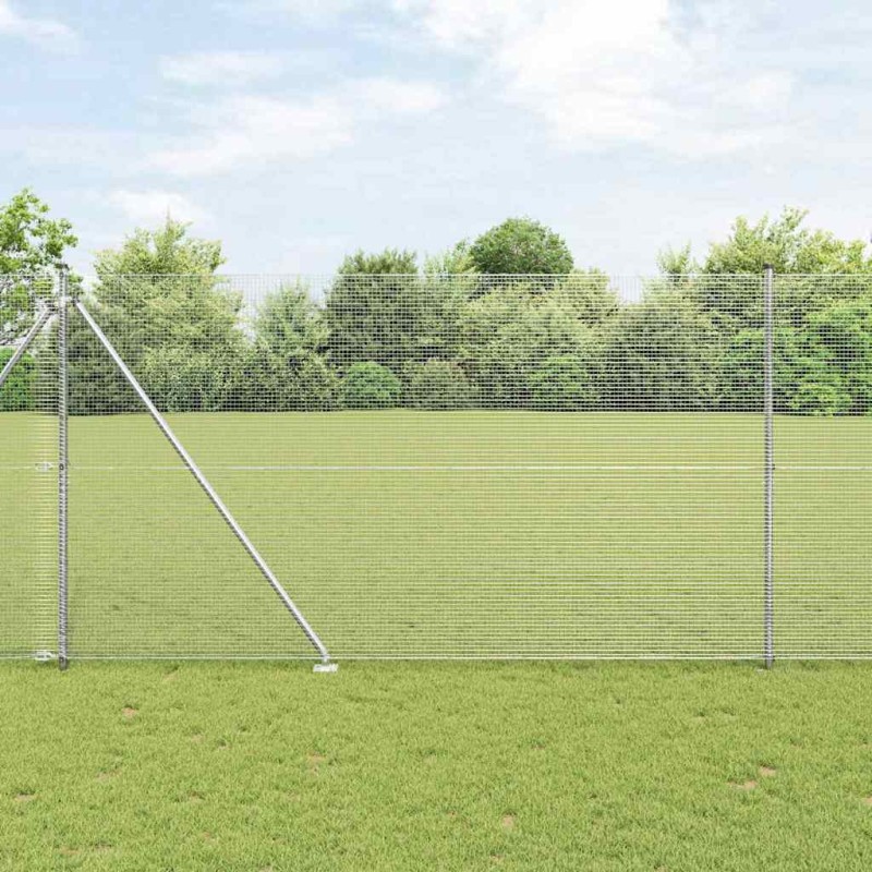 vidaXL Recinzione in Rete Saldato con 13 Pali a Punta 1.6x25 m Acciaio Zincato