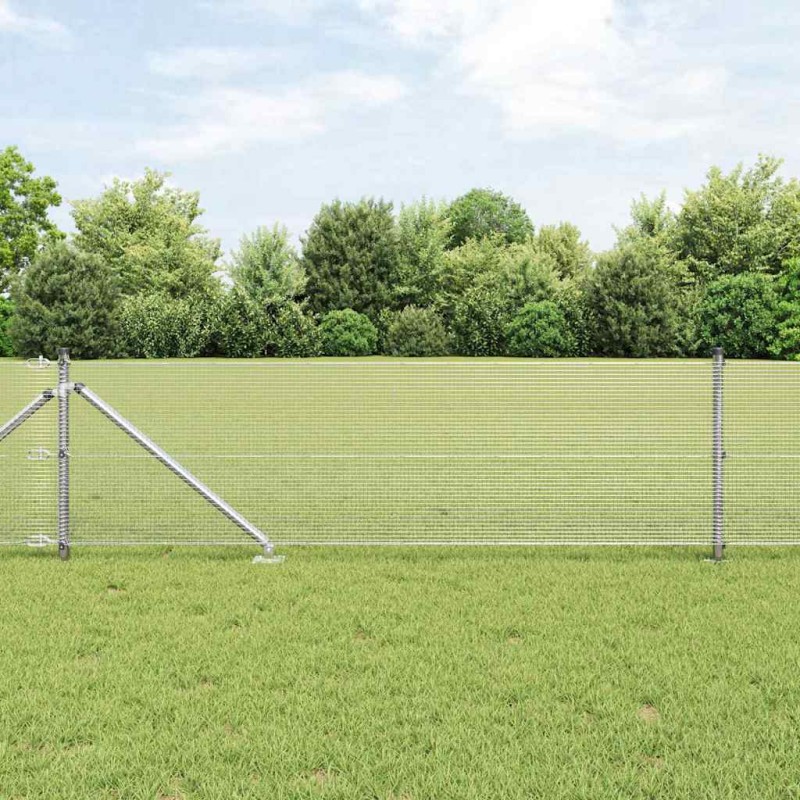 vidaXL Recinzione in Filo Saldato con 13 Picchetti 0.6x50 m Acciaio Zincato