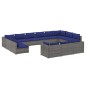 Set Divani da Giardino 13 pz con Cuscini in Polyrattan Grigio Set Divani da Giardino 13 pz con Cuscini in Polyrattan Grigio