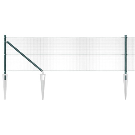 vidaXL Recinzione in Filo Saldato con 7 Pali a Punta Verde 0.4x10 m Acciaio