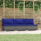 vidaXL Divano a 3 Posti con Cuscini in Polyrattan Grigio vidaXL Divano a 3 Posti con Cuscini in Polyrattan Grigio