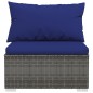 vidaXL Divano a 3 Posti con Cuscini in Polyrattan Grigio vidaXL Divano a 3 Posti con Cuscini in Polyrattan Grigio