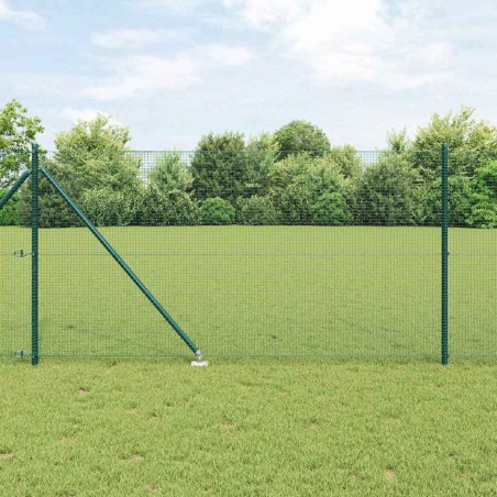 vidaXL Set di Paletti per Recinzione Verde Set di 2 Verde Metallo