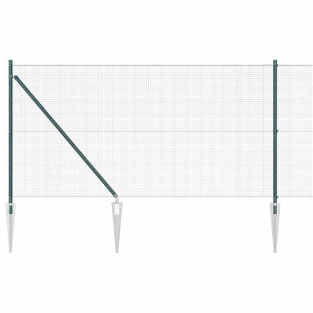vidaXL Set di Paletti per Recinzione Verde Set di 2 Verde Metallo