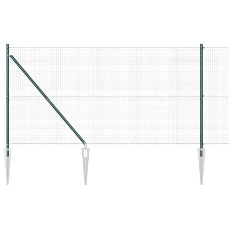 vidaXL Recinzione in Rete Saldati con 7 Pali a Punta Verde 1,2x10 m in Acciaio