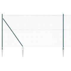 vidaXL Recinzione in Filo Saldato con 7 Picchetti Verdi 1.4x10 m in Acciaio