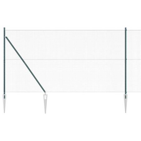 vidaXL Recinzione in Filo Saldato con 7 Picchetti Verdi 1.4x10 m in Acciaio