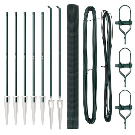 vidaXL Set pali recinzione verdi Set di 2 Verde Acciaio zincato