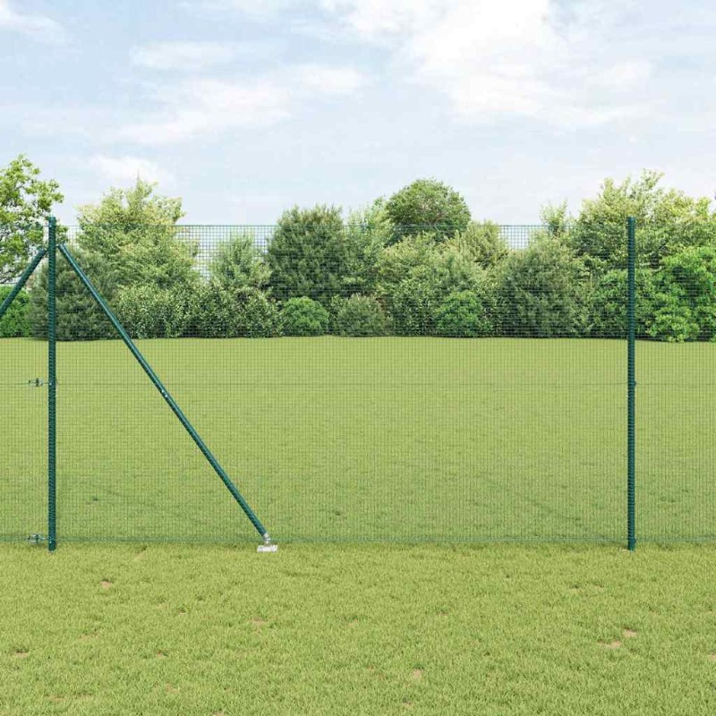 vidaXL Recinzione in Rete Saldato con 7 Pali a Punta Verde 1.6x10 m Acciaio vidaXL Recinzione in Rete Saldato con 7 Pali a Punta Verde 1.6x10 m Acciaio
