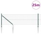 vidaXL Recinto in Filo Saldato con 13 Poste a Picchetto Verde 0.4x25 m Acciaio