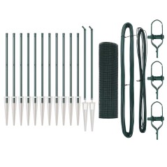 vidaXL Recinzione in filo saldato con 13 picchetti verdi 0.8x25 m in acciaio