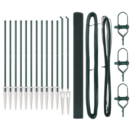 vidaXL Recinzione in Rete Saldati con 13 Picchetti Verde 1,6 x 2,5 m Acciaio